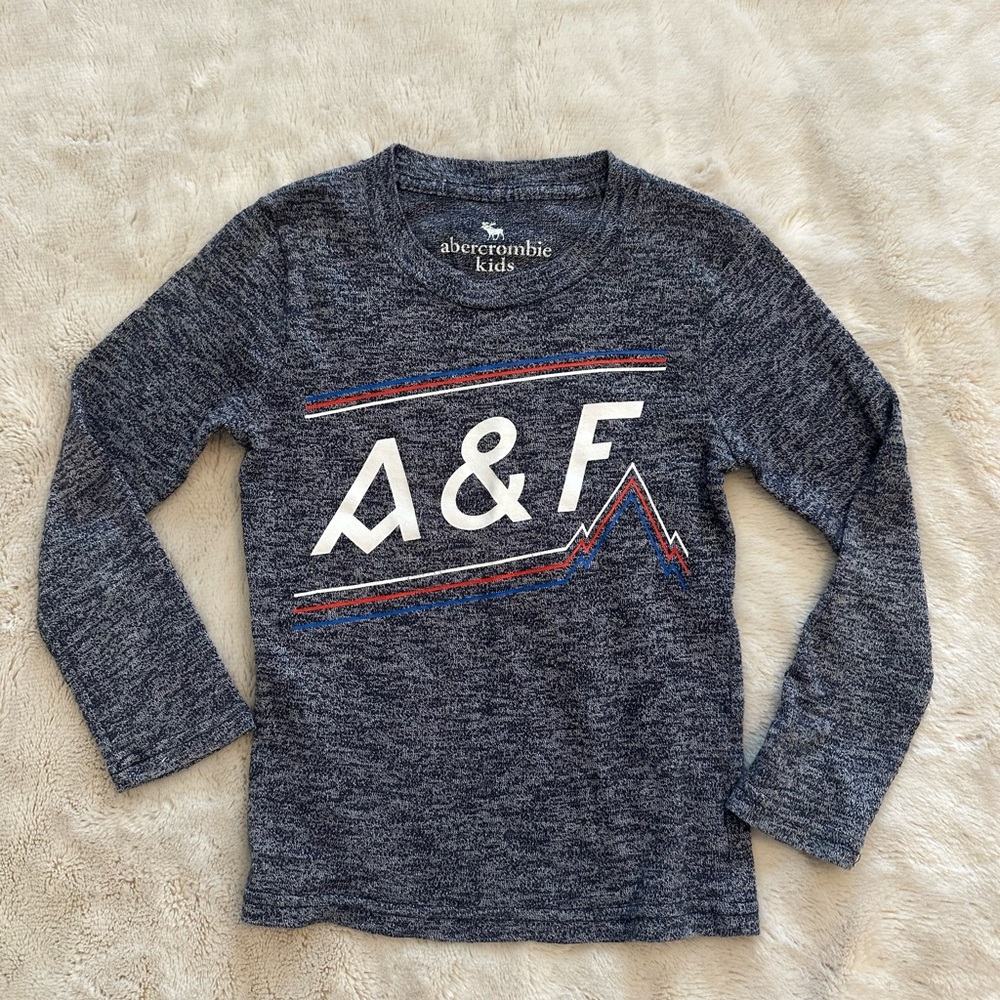 Abercrombie Kids Heathered Navy Long Sleeve Tee